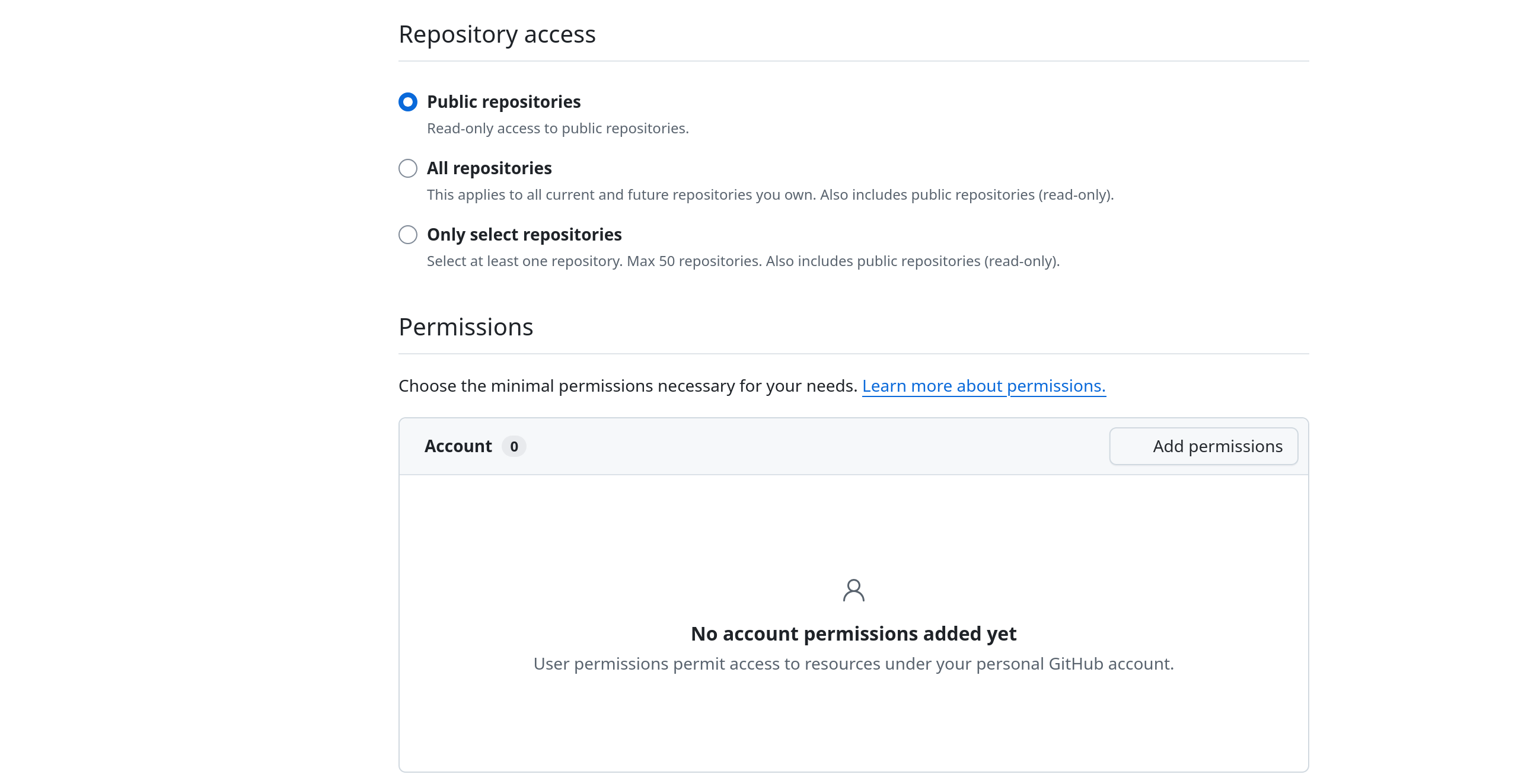 Generating a fine-grained PAT for public repos