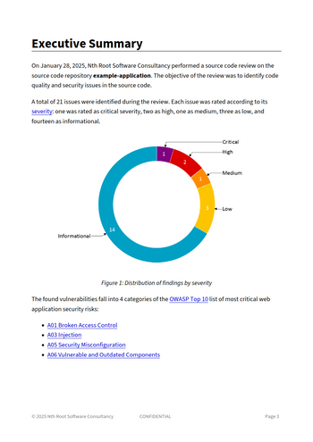 Management summary with overview of the findings